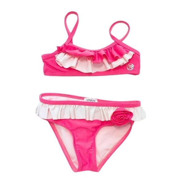 ARMANI JUNIOR Neon Pink Ruffle Trim Bikini - Picture 3 of 9
